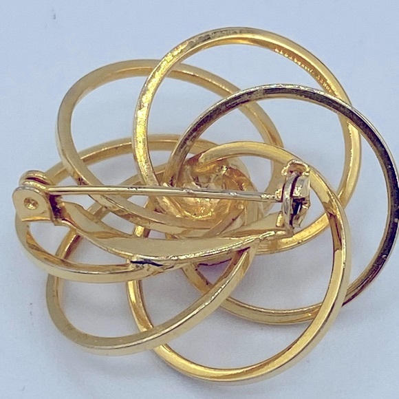 Vintage Atomic Age Starburst 50s 69s  Gold With Pink Rhinestone Retro MCM Brooch - Picture 2 of 5